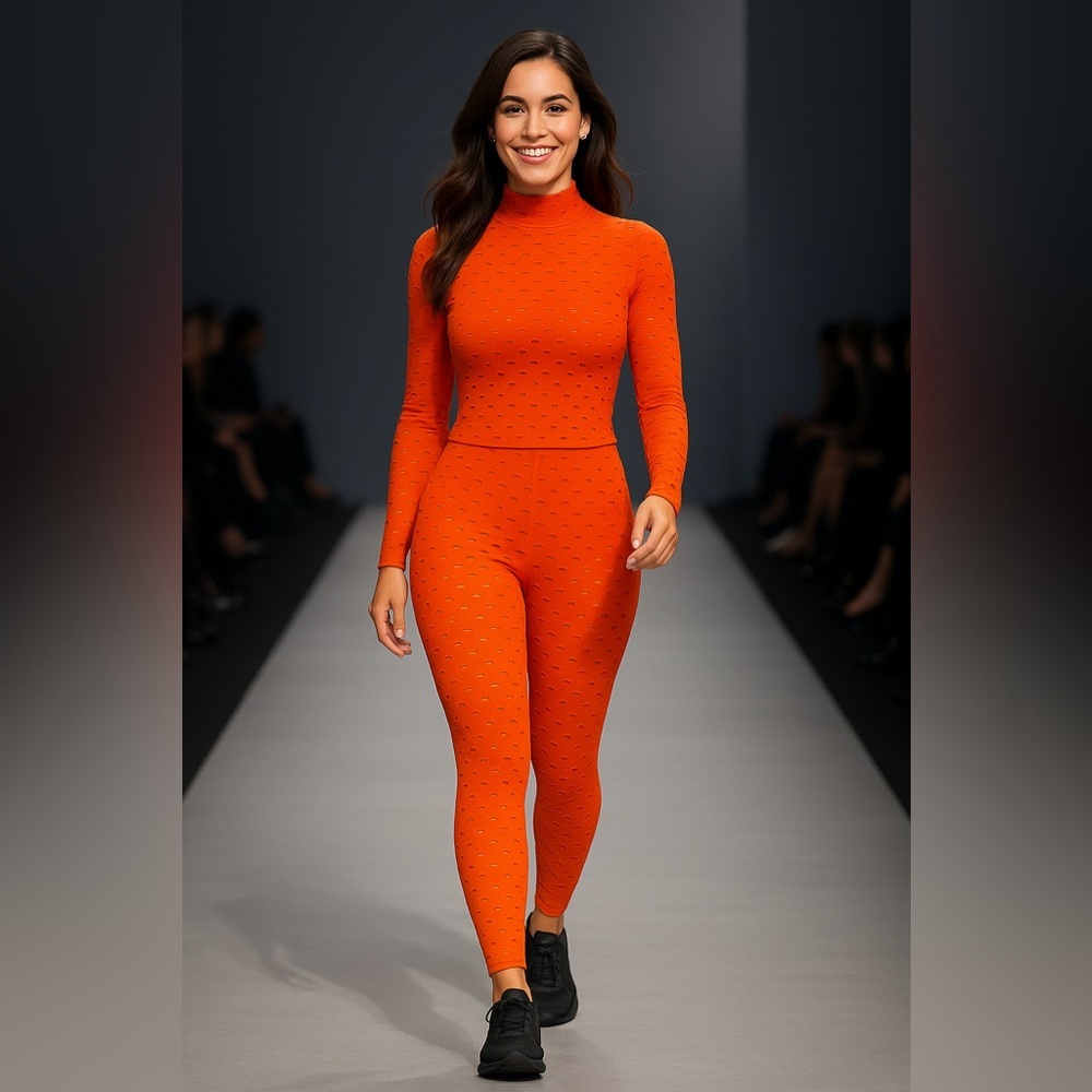 Fierce Glow Cutout Set – Long Sleeve Top with Mock Neck – One Size (Worn Once)